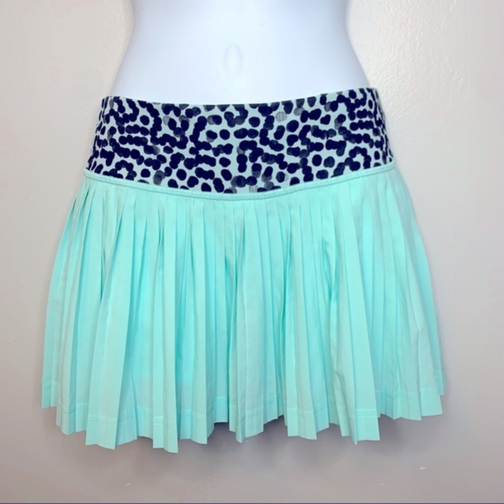 Lululemon Pleat To Street‎ II Teal Blue Spotted Skirt Size 2 - Picture 3 of 13